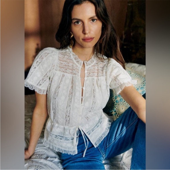 Sezane Tops - Sezane shenali White Lace Blouse NWT
